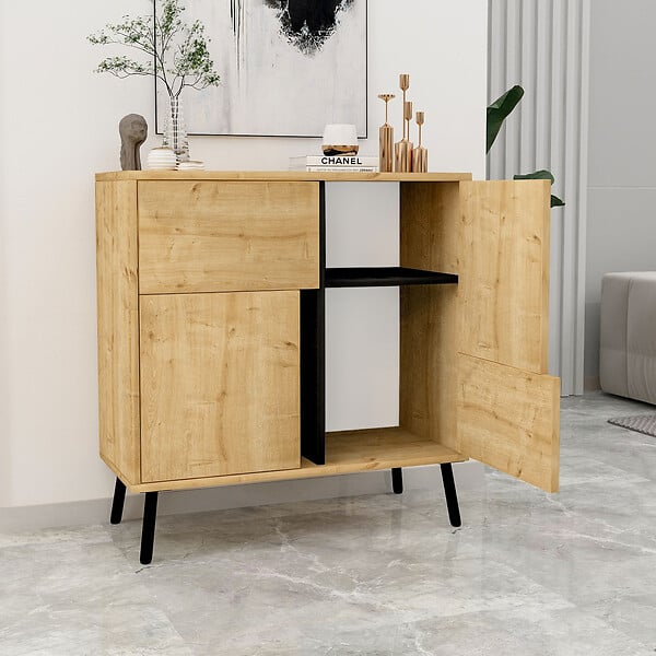 HABITAT ET JARDIN - Buffet en bois "Darien" - 76 x 35 x 79 cm - Beige - large