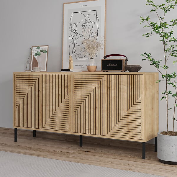 HABITAT ET JARDIN - Buffet en bois "Evolet" - 150 x 36 x 75 cm - Beige - large