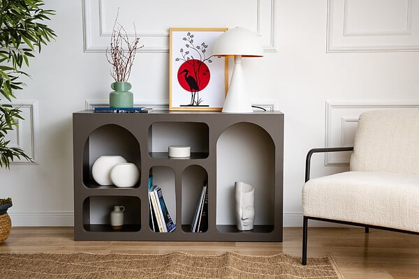 HABITAT ET JARDIN - Buffet en bois "Liva 120" - 120 x 37 x 74 cm - Gris anthracite - large