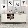 HABITAT ET JARDIN - Buffet en bois "Napoli" - 180 x 35 x 81 cm - Crème - vignette