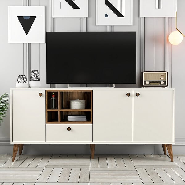 HABITAT ET JARDIN - Buffet en bois "Napoli" - 180 x 35 x 81 cm - Crème - large