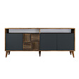 HABITAT ET JARDIN - Buffet en bois "Milan" - 180 x 35 x 78 cm - Noyer Anthracite - vignette