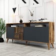 HABITAT ET JARDIN - Buffet en bois "Milan" - 180 x 35 x 78 cm - Noyer Anthracite - vignette