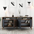 HABITAT ET JARDIN - Buffet en bois "Milan" - 180 x 35 x 78 cm - Noyer Anthracite - vignette
