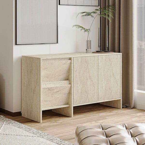 HABITAT ET JARDIN - Buffet en bois "Laris 130" - 130 x 44 x 82 cm - Travertin - large