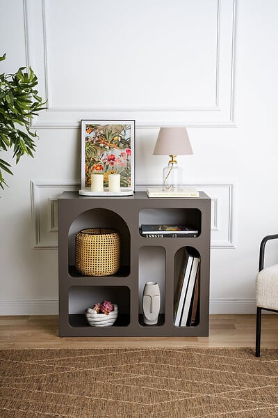HABITAT ET JARDIN - Buffet en bois "Lessa" - 80 x 37 x 74 cm - Gris anthracite - large