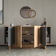 HABITAT ET JARDIN - Buffet en bois "Diana" - 180 x 40 x 81 cm - Gris anthracite - vignette