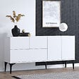 HABITAT ET JARDIN - Buffet en bois "Ginny" - 150 x 35 x 75 cm - Blanc - vignette