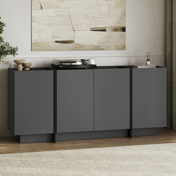 HABITAT ET JARDIN - Buffet en bois "Dorma" - 180 x 45 x 80 cm - Anthracite / Noir - large