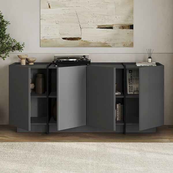 HABITAT ET JARDIN - Buffet en bois "Dorma" - 180 x 45 x 80 cm - Anthracite / Noir - large