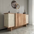 HABITAT ET JARDIN - Buffet en bois "Diana" - 180 x 40 x 81 cm - Travertin - vignette