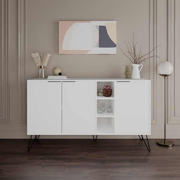 HABITAT ET JARDIN - Buffet en bois "Clara" - 142 x 35 x 83 cm - Blanc - large
