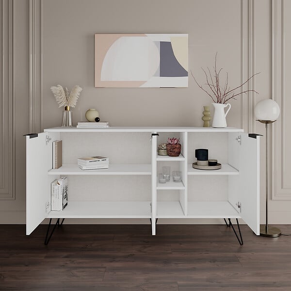 HABITAT ET JARDIN - Buffet en bois "Clara" - 142 x 35 x 83 cm - Blanc - large