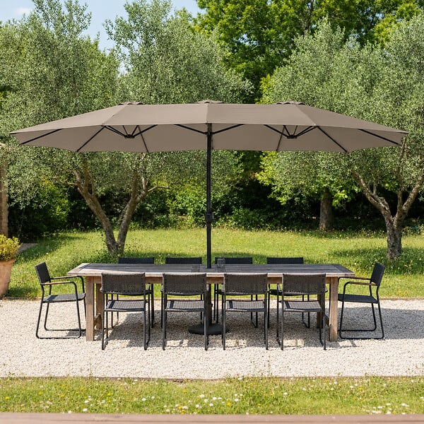 HAPPY GARDEN - Parasol double 2,7x4,6m LINAI taupe - large