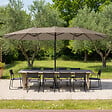 HAPPY GARDEN - Parasol double 2,7x4,6m LINAI taupe - vignette