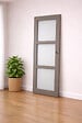 GD MENUISERIES - Porte Coulissante Gris Taupe RAL 7006 Vitrée H204 x L83 cm, coquilles, tire doigt - vignette