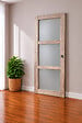 GD MENUISERIES - Porte Coulissante bois Frake Vitrée H204 x L73 cm, coquilles, tire doigt - vignette