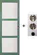 GD MENUISERIES - Porte Coulissante Vert Sauge RAL 6021 Vitrée H204 x L83 cm, coquilles, tire doigt - vignette