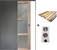 GD MENUISERIES - Porte Coulissante bois Frake Vitrée H204 x L73 cm, Galandage, kit finition (coquille et tire doigt) - vignette