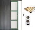 GD MENUISERIES - Porte Coulissante Vert Sauge RAL 6021 Vitrée H204 x L83 cm, Galandage, kit finition (coquille et tire doigt) - vignette