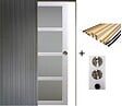 GD MENUISERIES - Porte Coulissante Tana blanc Vitrée H204 x L93 cm, Galandage, kit finition (coquille et tire doigt) - vignette