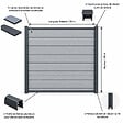 MCCOVER - Kit complet de départ/fin clôture en composite coextrudé 1,50 L x 1,80 H (lames réversible) Gris anthracite/ Gris clair, H : 180 cm, L : 150 cm - vignette