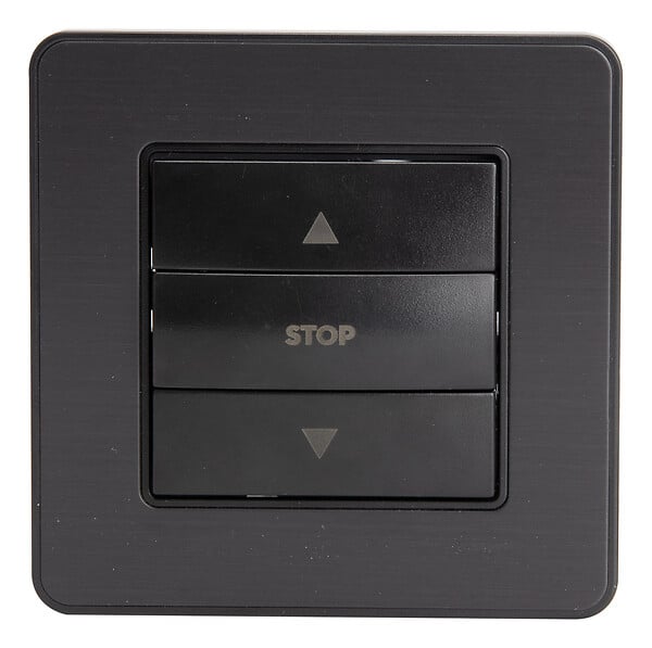 ZENITECH - Interrupteur simple commande volets roulants 10A - métal Noir brossé - Kouro - Zenitech - large