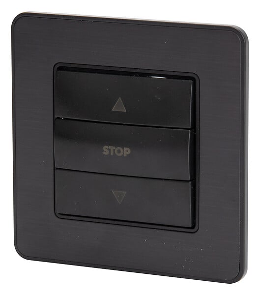 ZENITECH - Interrupteur simple commande volets roulants 10A - métal Noir brossé - Kouro - Zenitech - large