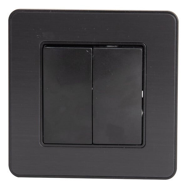 ZENITECH - Interrupteur complet va et vient double 10A - métal Noir brossé - Kouro - Zenitech - large