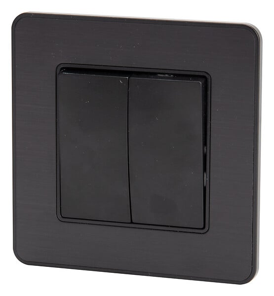 ZENITECH - Interrupteur complet va et vient double 10A - métal Noir brossé - Kouro - Zenitech - large