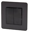 ZENITECH - Interrupteur complet va et vient double 10A - métal Noir brossé - Kouro - Zenitech - vignette