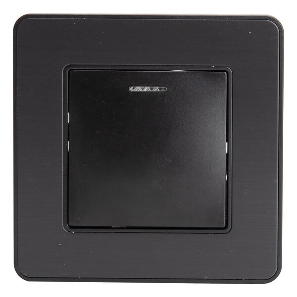 ZENITECH - Interrupteur simple complet va et vient à voyant 10A - métal Noir brossé - Kouro - Zenitech - large