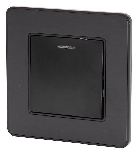 ZENITECH - Interrupteur simple complet va et vient à voyant 10A - métal Noir brossé - Kouro - Zenitech - large