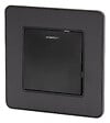 ZENITECH - Interrupteur simple complet va et vient à voyant 10A - métal Noir brossé - Kouro - Zenitech - vignette