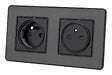ZENITECH - Prise 2P+T 2x16A - Easy Eject complet - métal Noir brossé Kouro - Zenitech - vignette