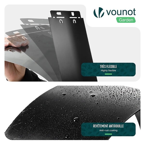 VOUNOT - Lot de 35 Bordure de jardin en métal flexible 100x13cm noir - large