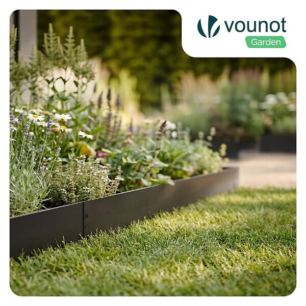 VOUNOT - Lot de 15 Bordure de jardin en métal flexible 100x13cm noir - large