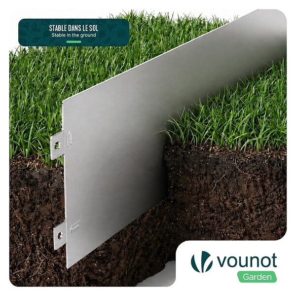 VOUNOT - Lot de 15 Bordure de jardin en métal galvanisé flexible 100x18cm - large