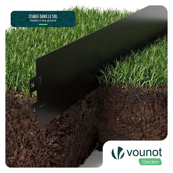 VOUNOT - Lot de 20 Bordure de jardin en métal flexible 100x13cm noir - large