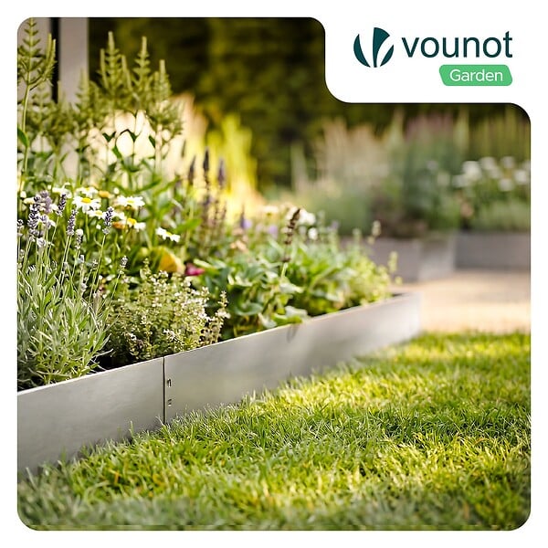 VOUNOT - Lot de 5 Bordure de jardin en métal galvanisé flexible 100x13cm - large