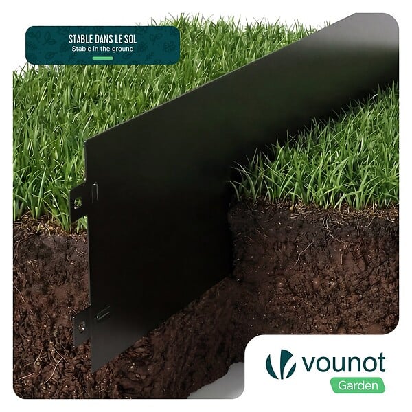 VOUNOT - Lot de 35 Bordure de jardin en métal flexible 100x18cm noir - large