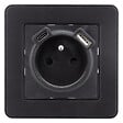 ZENITECH - Prise 2P+T 16A USB A + USB-C 2,4A complet - métal Noir brossé Kouro - Zenitech - vignette