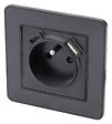ZENITECH - Prise 2P+T 16A USB A + USB-C 2,4A complet - métal Noir brossé Kouro - Zenitech - vignette
