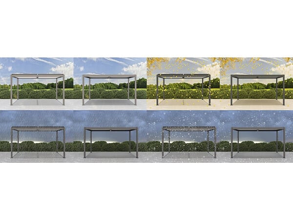 HABITAT ET JARDIN - Pergola bioclimatique avec led "Windsor premium" en aluminium 3 x 4 - Taupe - large