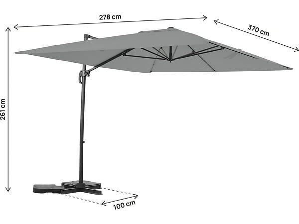 HABITAT ET JARDIN - Parasol jardin déporté en aluminium "Sky 4" - 3 x 4 m - Gris - large