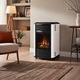 SAHARA - Poele à gaz 3.4KW Blanc et noir Chauffage d'appoint effet Feu Manhattan Sahara - vignette