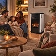 SAHARA - Poele à gaz 3.4KW Blanc et noir Chauffage d'appoint effet Feu Manhattan Sahara - vignette