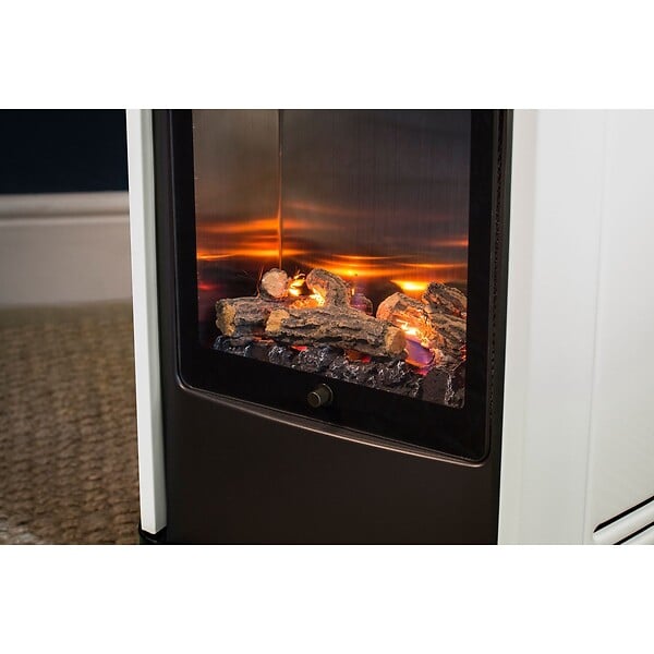 SAHARA - Poele à gaz 3.4KW Blanc et noir Chauffage d'appoint effet Feu Manhattan Sahara - large