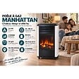 SAHARA - Chauffage à gaz 3.4 KW mobile Effet feu Blanc et Noir + Tuyau gaz + Détendeur butane Manhattan Sahara - vignette