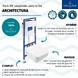 VILLEROY ET BOCH - Pack WC suspendu sans bride Architectura Twistflush [e³] rectangle + bâti-support sol et mur + plaque blanc - vignette